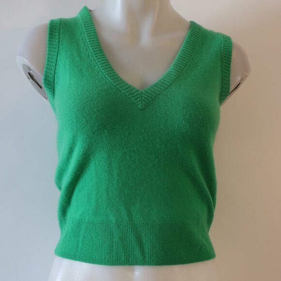 NWT Womens J.Crew Green V-Neck 100% Cashmere Sleeveless Pullover Sweater XXS - Picture 2 of 6